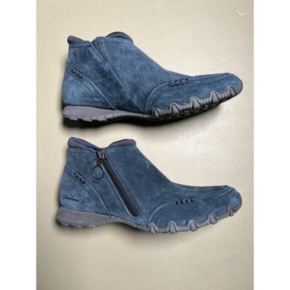 Skechers 49590 Bikers Zappiest Boot Women's size 9.5 Navy Suede Memory Foam - Picture 4 of 14